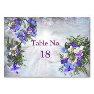 Jacaranda Blooms & Lily Bouquet Theme Table Number