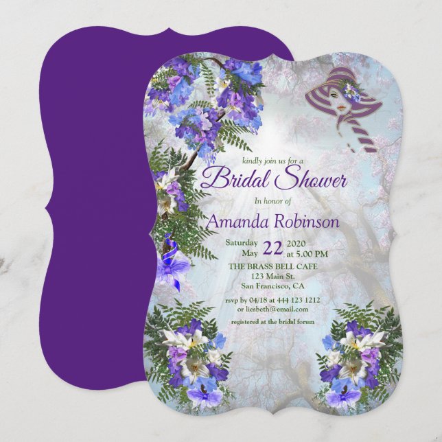 Jacaranda Blossoms Bridal Shower Invitation (Front/Back)
