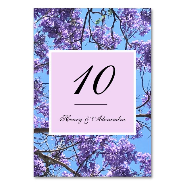 Jacaranda Blossoms Table Number (Front)
