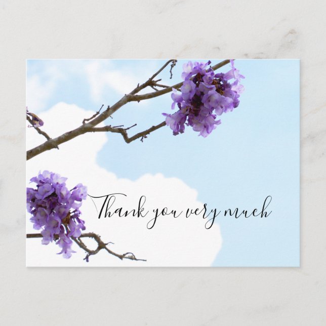 Jacaranda fleur violette sur la Carte de remerciem (Devant)