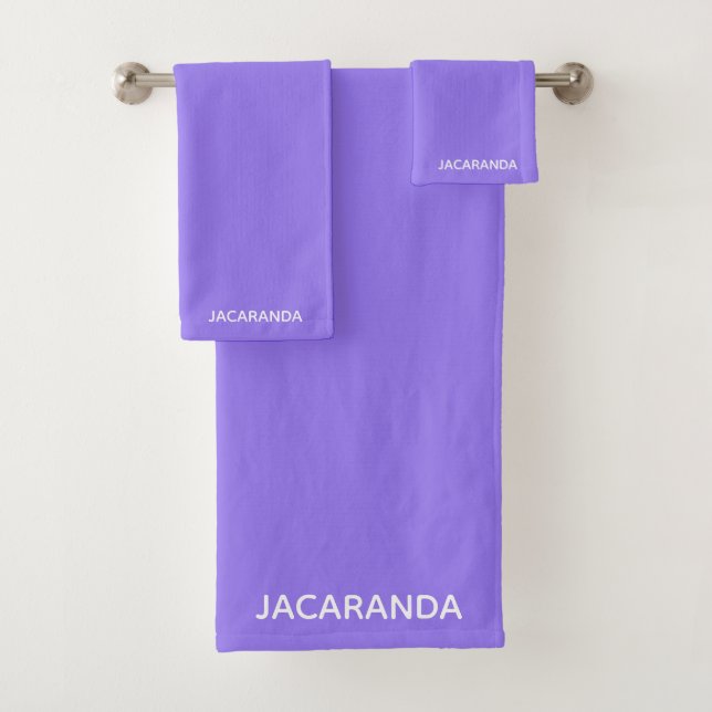 Jacaranda purple colour name bath towel set (Insitu)
