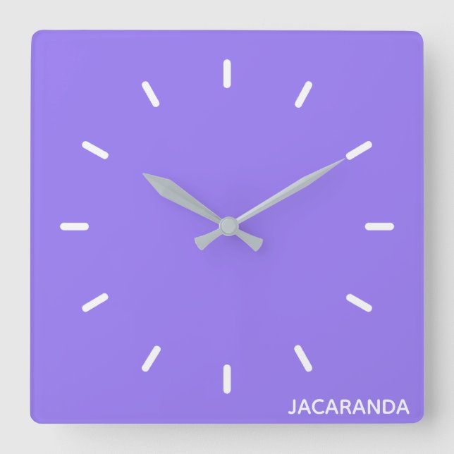 Jacaranda purple colour name square wall clock (Front)