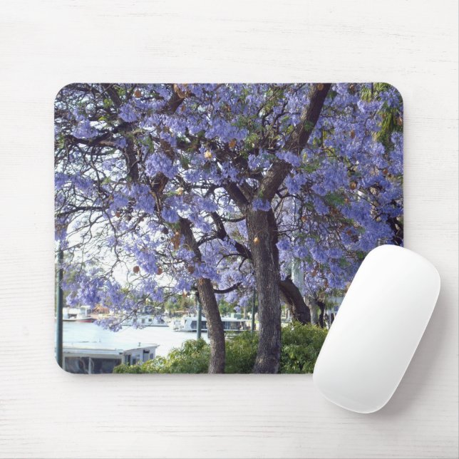 **"Jacaranda Reflections: Houseboats on the Murray Mouse Pad (With Mouse)