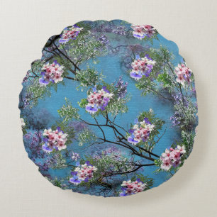 Jacaranda Spring Blooms Repeat Patterns Round Pillow