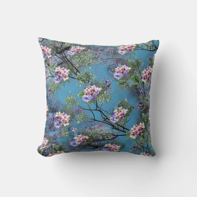 Jacaranda Spring Blooms Repeat Patterns Throw Pillow (Front)