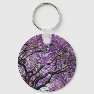 Jacaranda tree in spring bloom flowers keychain