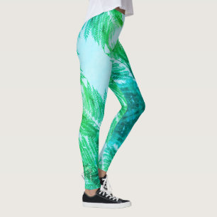 Jacaranda Tree Leaves Green Colors Leggings