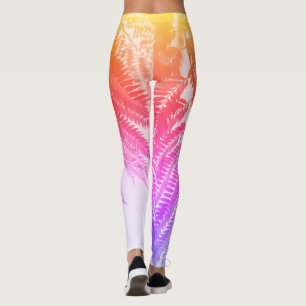 Jacaranda Tree Leaves Rainbow Colours Leggings