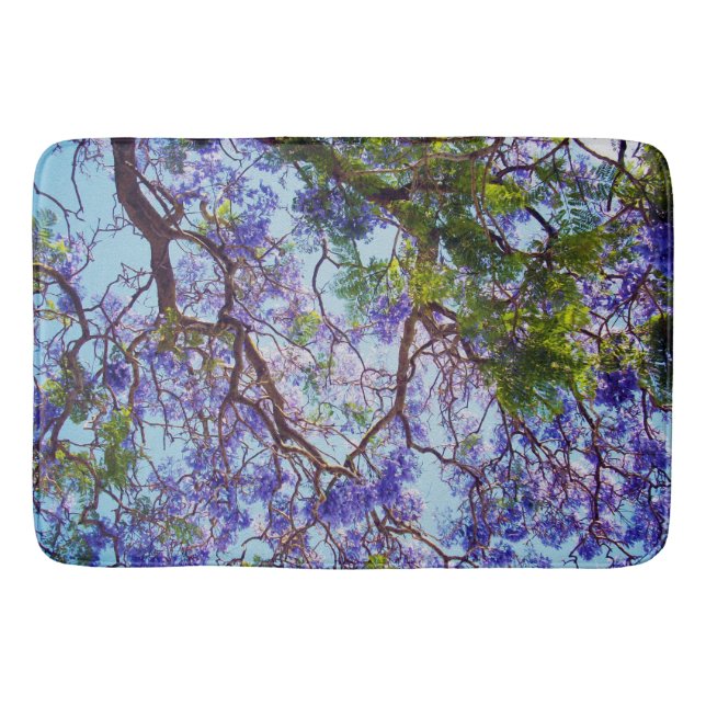 Jacaranda Tree Oil Paint, Memory Foam Bathmat (Front)