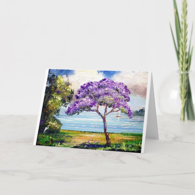 Jacaranda Tree Tropical Art Card (Front)