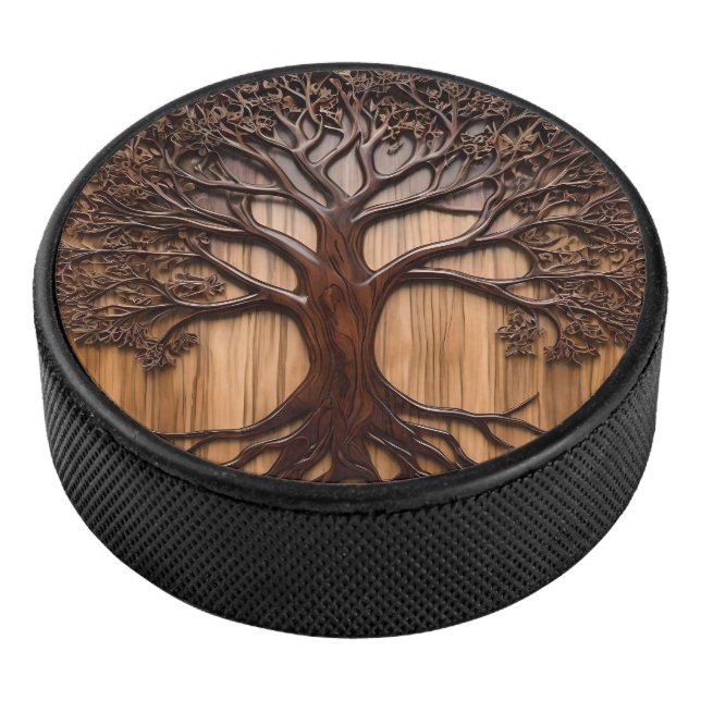Jacaranda Tree Wood Carving, Hockey Puck (3/4)