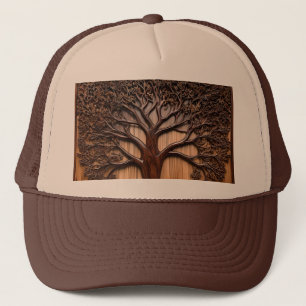 Jacaranda Tree Wood Carving, Trucker Hat