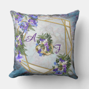 Jacaranda & white lily Bouquet Throw Pillow