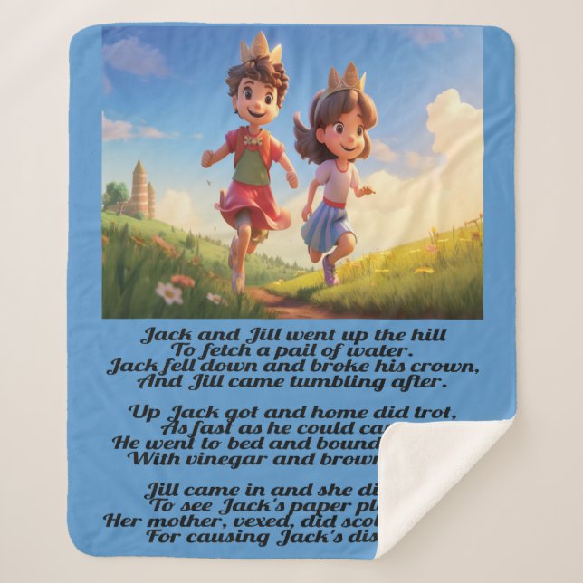 Jack and Jill - Nursery Rhyme Sherpa Blanket (Front)