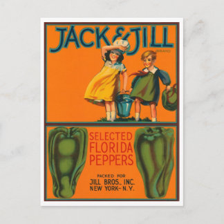 Jack and Jill Peppers Vintage Crate Label Postcard