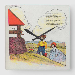 Jack and Jill went up the hill Nursery Rhyme Square Wall Clock