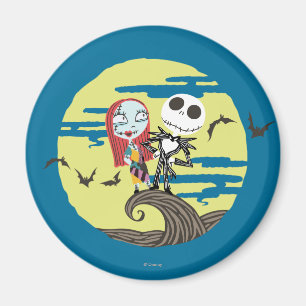 Jack and Sally   Cute Moon Magnet