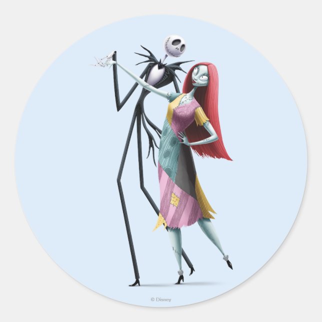Jack and Sally Dancing Classic Round Sticker (Front)