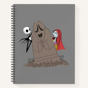 Jack and Sally Hiding Behind Tombstone Notebook