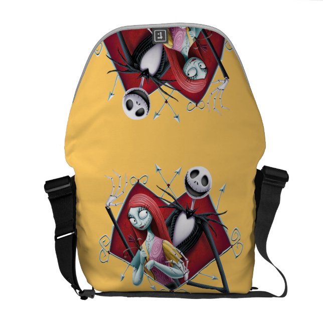 Jack and Sally in Heart Messenger Bag (Back Open)