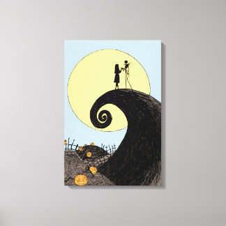Jack and Sally | Moon Silhouette Canvas Print