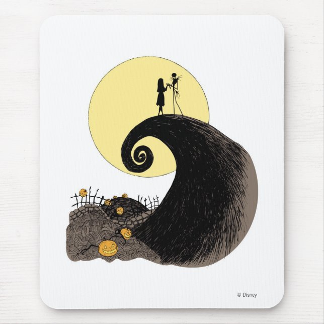 Jack and Sally | Moon Silhouette Mouse Pad (Front)
