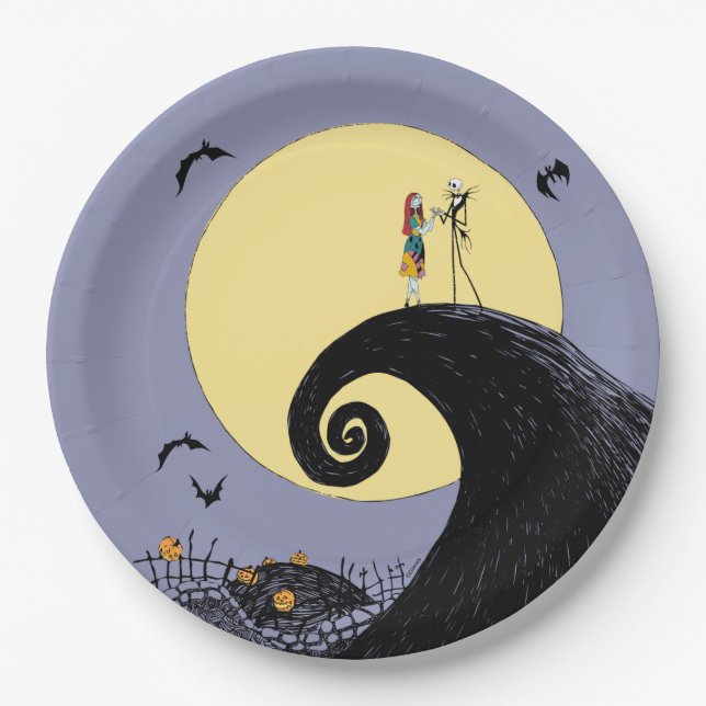 Jack and Sally | Moon Silhouette Paper Plate (Front)
