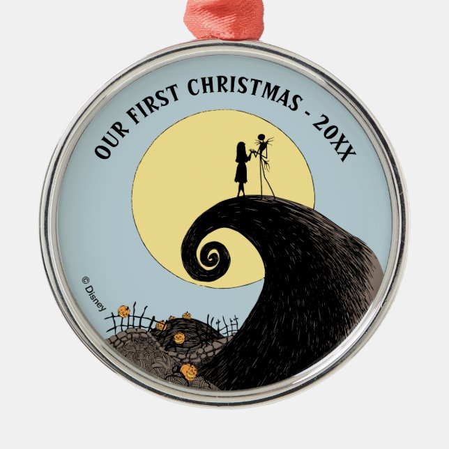 Jack and Sally | Our First Christmas Wedding Metal Ornament (Front)