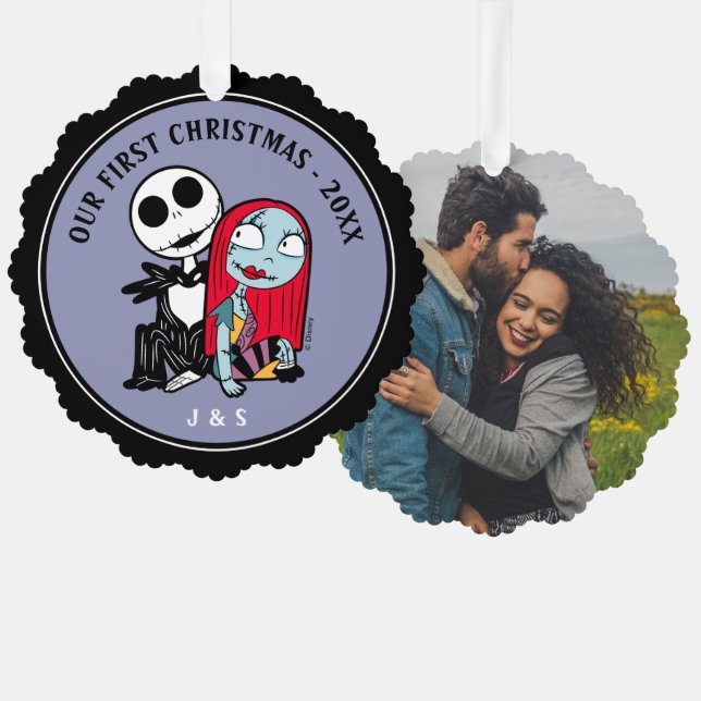 Jack and Sally | Our First Christmas Wedding Ornament Card (Front/Back)
