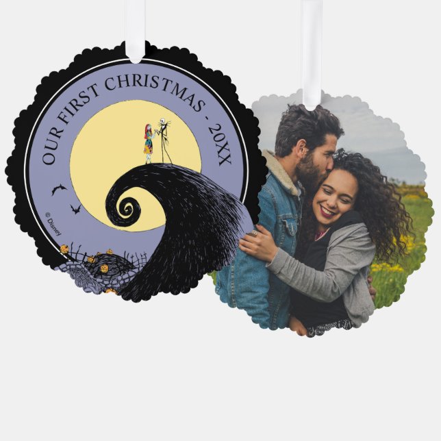 Jack and Sally | Our First Christmas Wedding Ornament Card (Front/Back)