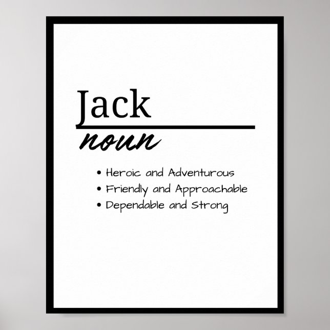 Jack, Boy Personalized Name Definition Poster (Front)