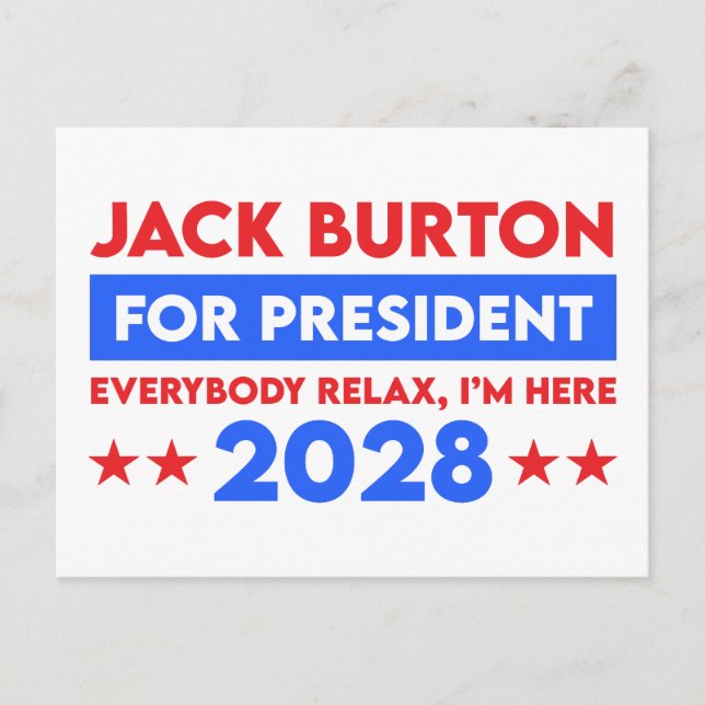 Jack Burton For President 2028 Postcard (Front)