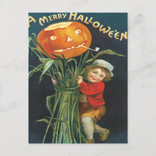 Jack Et Le Citrouille Stalk Carte Postale Vintage