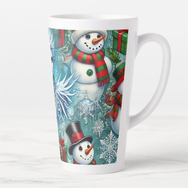 jack frost and snowman christmas theme latte mug (Right)