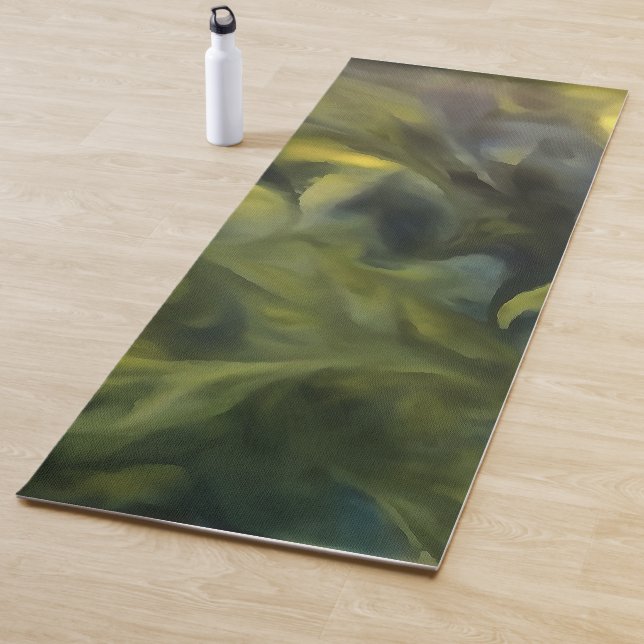 Jack Frost In Blue Grey and Yellow Abstract Art Yoga Mat (In Situ)