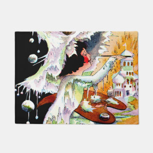 “Jack Frost Painting” Fairy Art by M T Ross Doormat