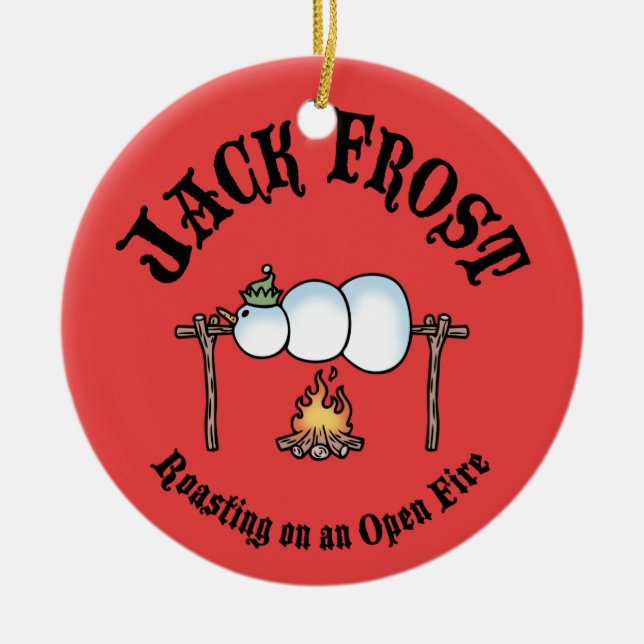Jack Frost Roasting Ceramic Ornament (Front)