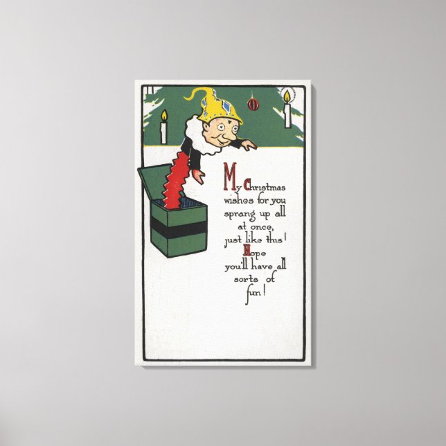 Jack-in-the-Box Sending Christmas Wishes Canvas Print (Front)