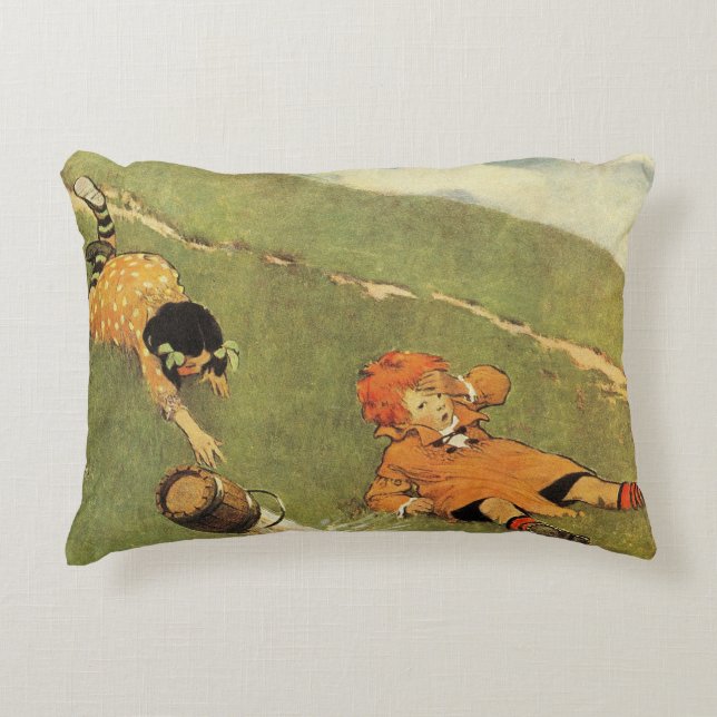 Jack & Jill Fell Down The Hill Nursery Rhyme Accent Pillow (Front)