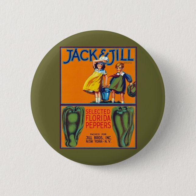 Jack & Jill Florida Peppers 2 Inch Round Button (Front)