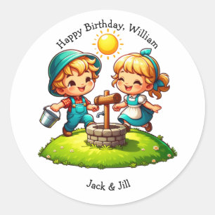 Jack & Jill Nursery Rhyme Birthday Classic Round Sticker