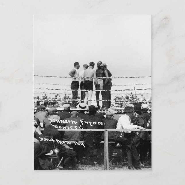 Jack Johnson vs. Fireman Jim Flynn Boxing: 1912 Postcard (Front)