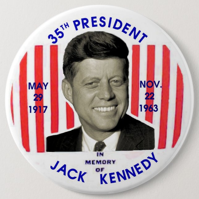Jack Kennedy memorial pinback 6 Inch Round Button (Front)