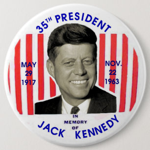 Jack Kennedy memorial pinback 6 Inch Round Button