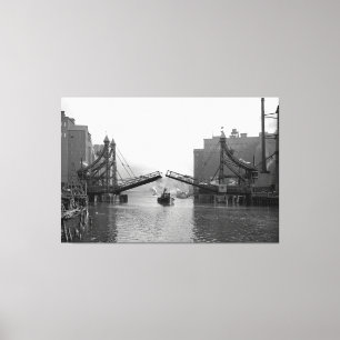 Jack Knife Draw Bridge - Buffalo NY c. 1899 Canvas Print