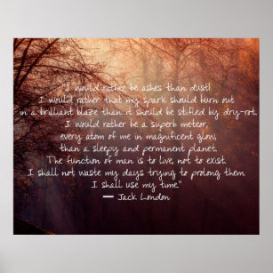 Jack London Quote about living life! Poster