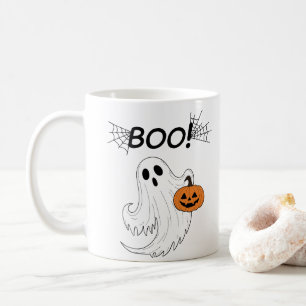 Jack-o’-lantern and A White Ghost Boo Halloween Coffee Mug