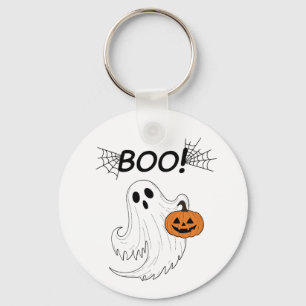 Jack-o’-lantern and A White Ghost Boo Halloween Keychain