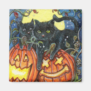 Jack-O'-Lantern and Black Cats Magnet