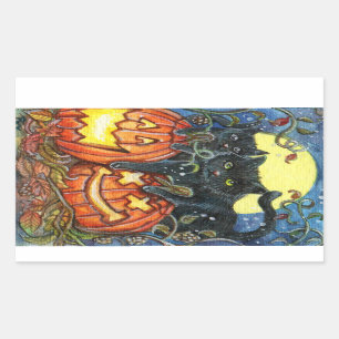 Jack-O'-Lantern and Black Cats Sticker